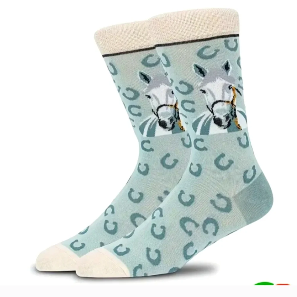 Pink Horse lovers equestrian pattern and leopard print  socks